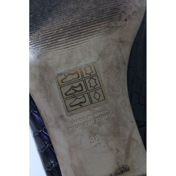 Intentionally Blank Womens Leather Croc Embossed Heels Pumps Black Size 38 8 - Picture 5 of 5